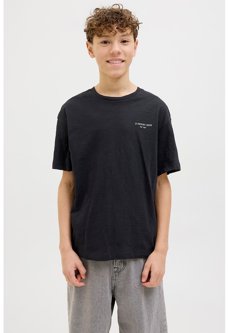 Tricou lejer de bumbac cu model grafic pe spate