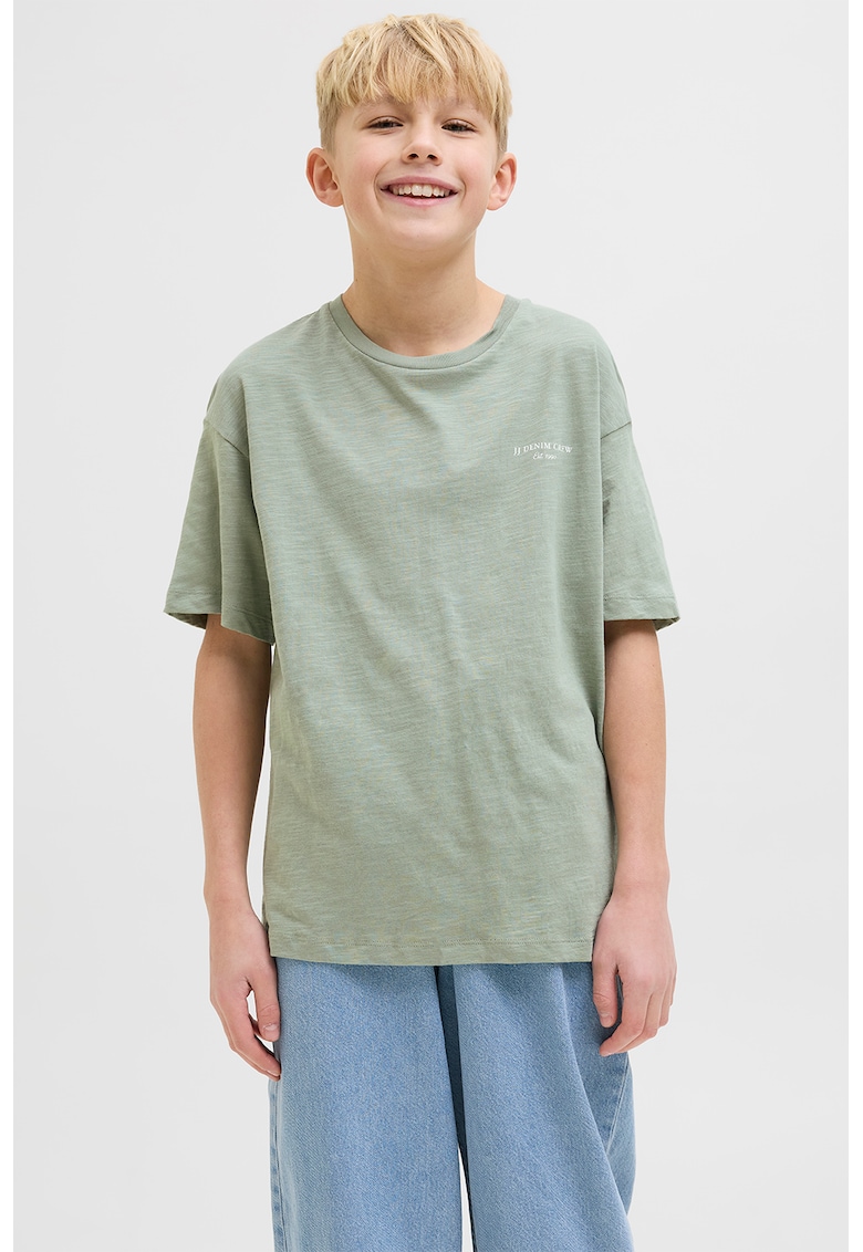 Tricou lejer de bumbac cu model grafic pe spate