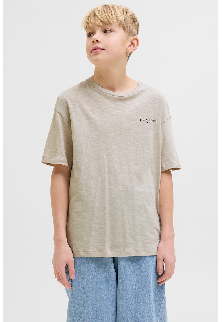 Tricou lejer de bumbac cu model grafic pe spate