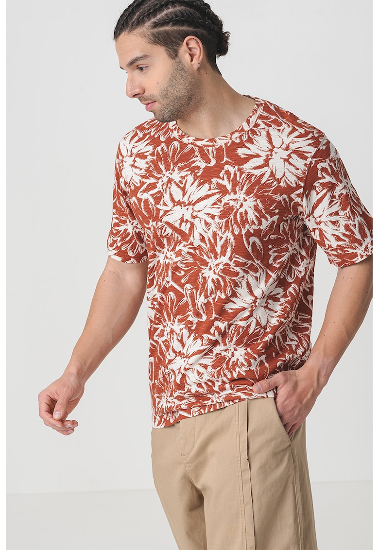 Tricou de bumbac cu imprimeu tropical