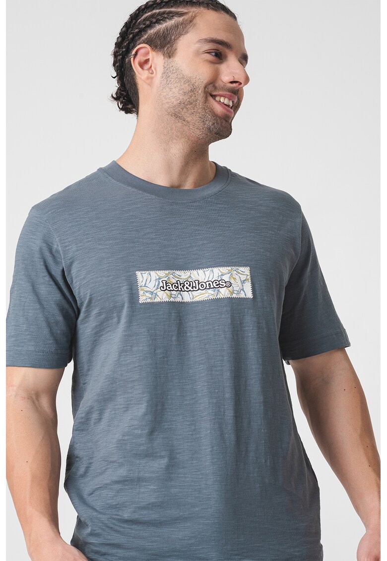 Tricou de bumbac cu imprimeu logo - Gri carbune