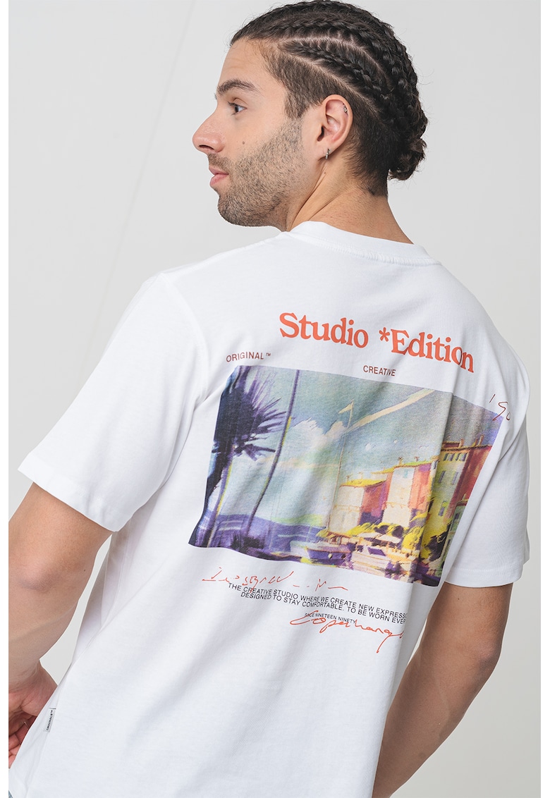 Tricou de bumbac cu imprimeu pe partea din spate