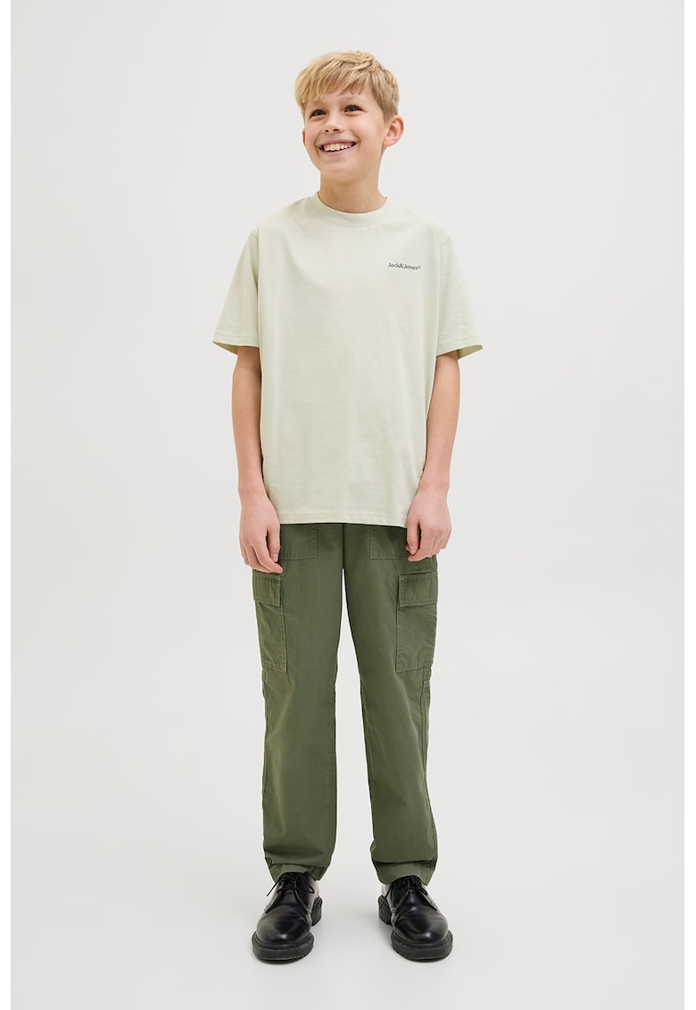 Tricou de bumbac cu imprimeu grafic - Rosu/Verde pal