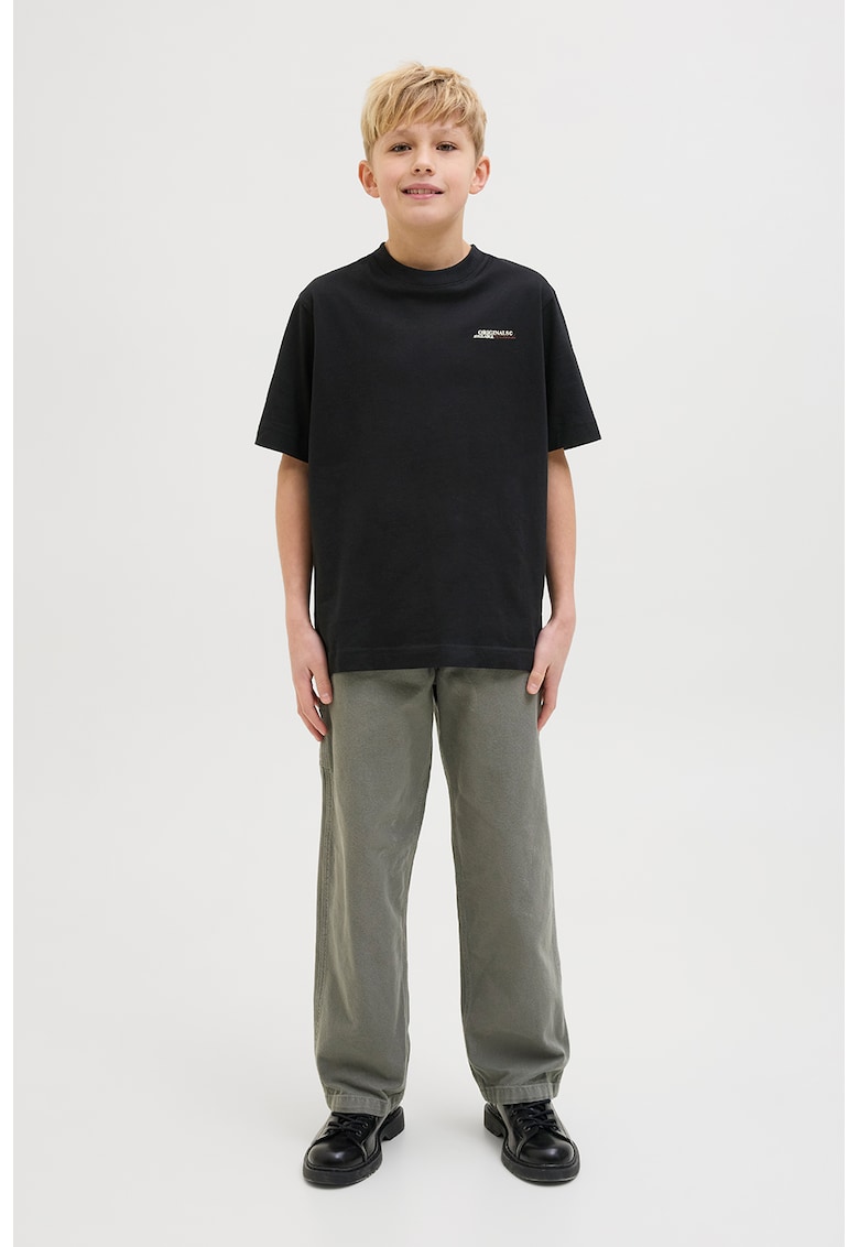 Tricou de bumbac cu imprimeu text - Negru/Crem