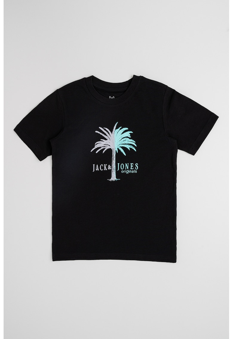 Tricou cu imprimeu si decolteu la baza gatului