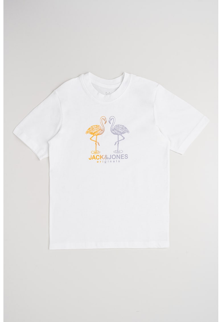 Tricou cu imprimeu si decolteu la baza gatului