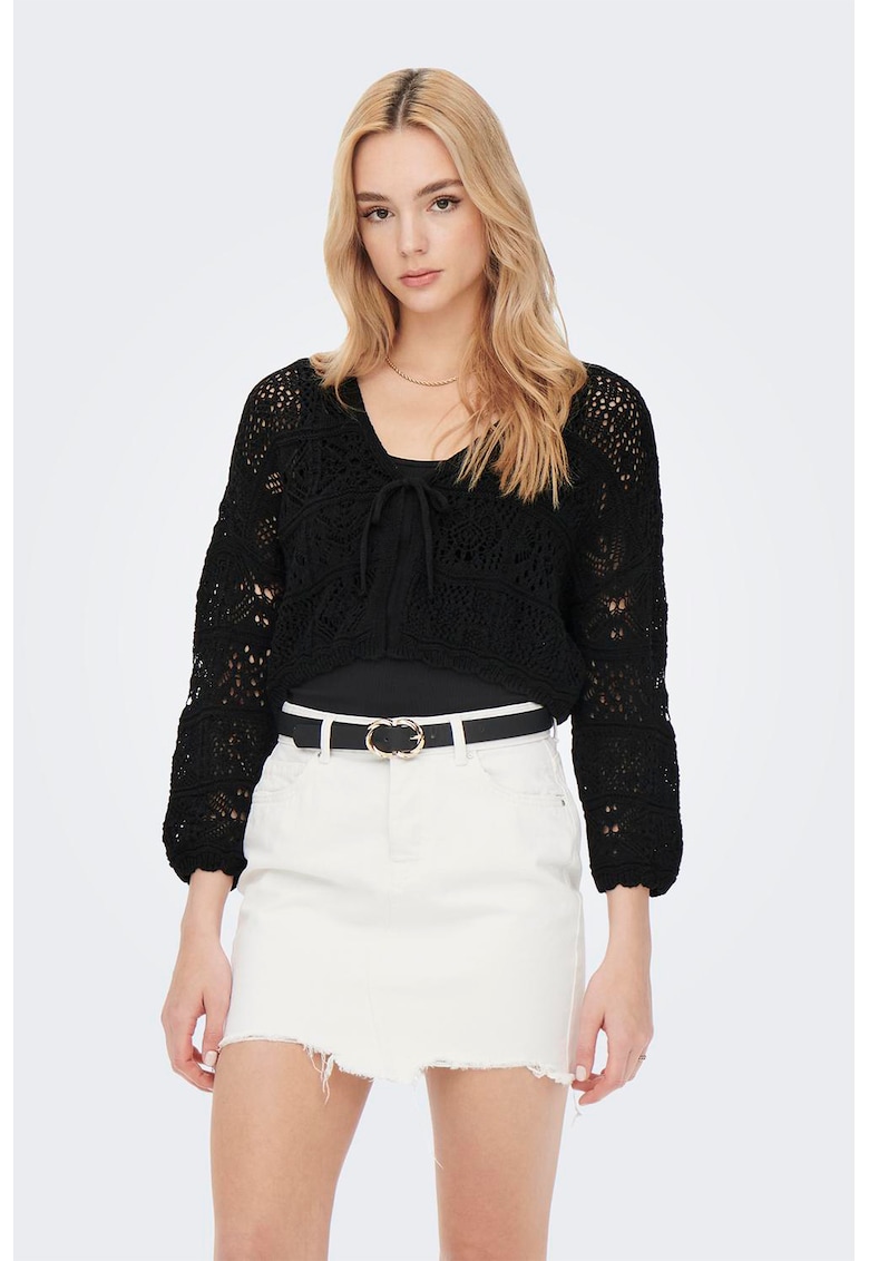 Cardigan tricotat cu insertii de bumbac