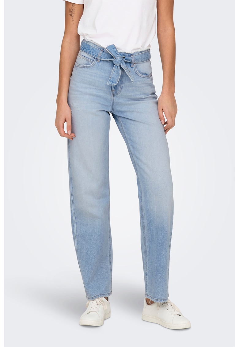 Blugi drepti cu cordon in talie