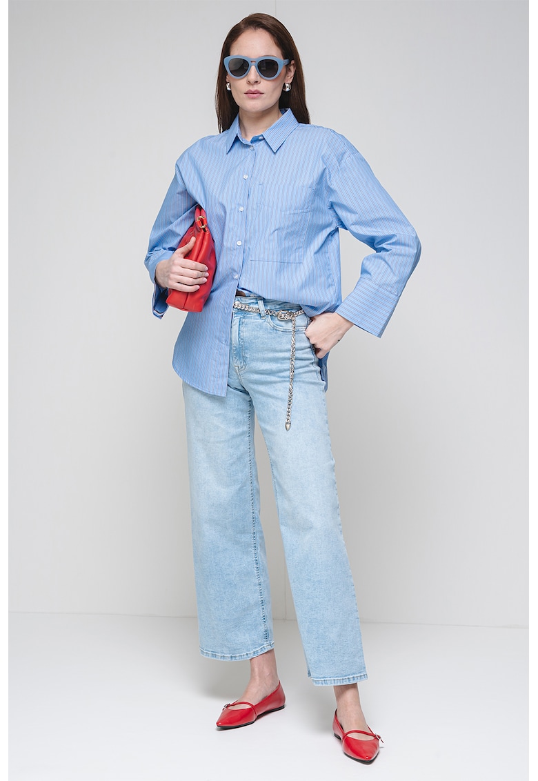 Camasa lejera din amestec de bumbac cu model in dungi