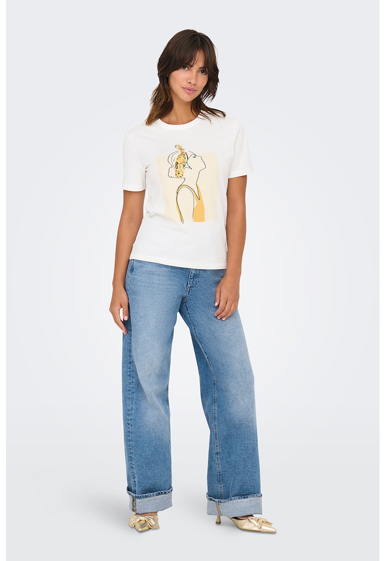 Tricou cambrat de bumbac organic cu model grafic