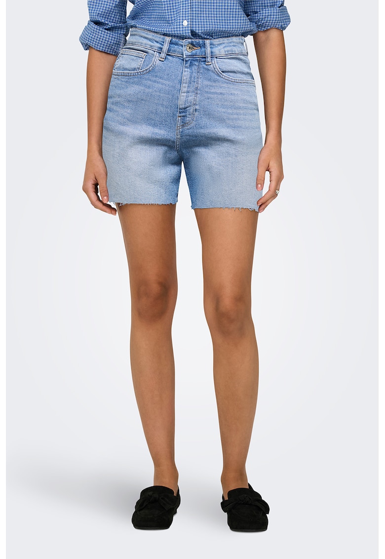 Bermude din denim cu talie inalta