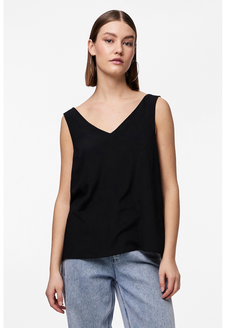 Top uni cu decolteu in V