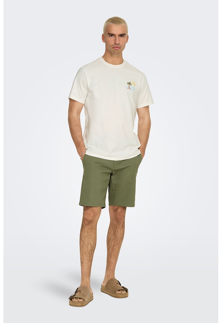 Tricou de bumbac organic cu broderie grafica Tricou de bumbac organic cu broderie grafica