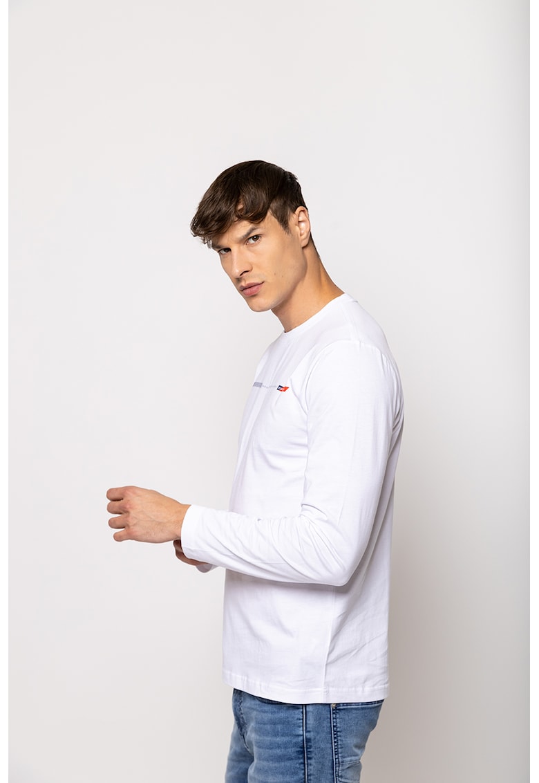 Bluza de bumbac cu decolteu la baza gatului