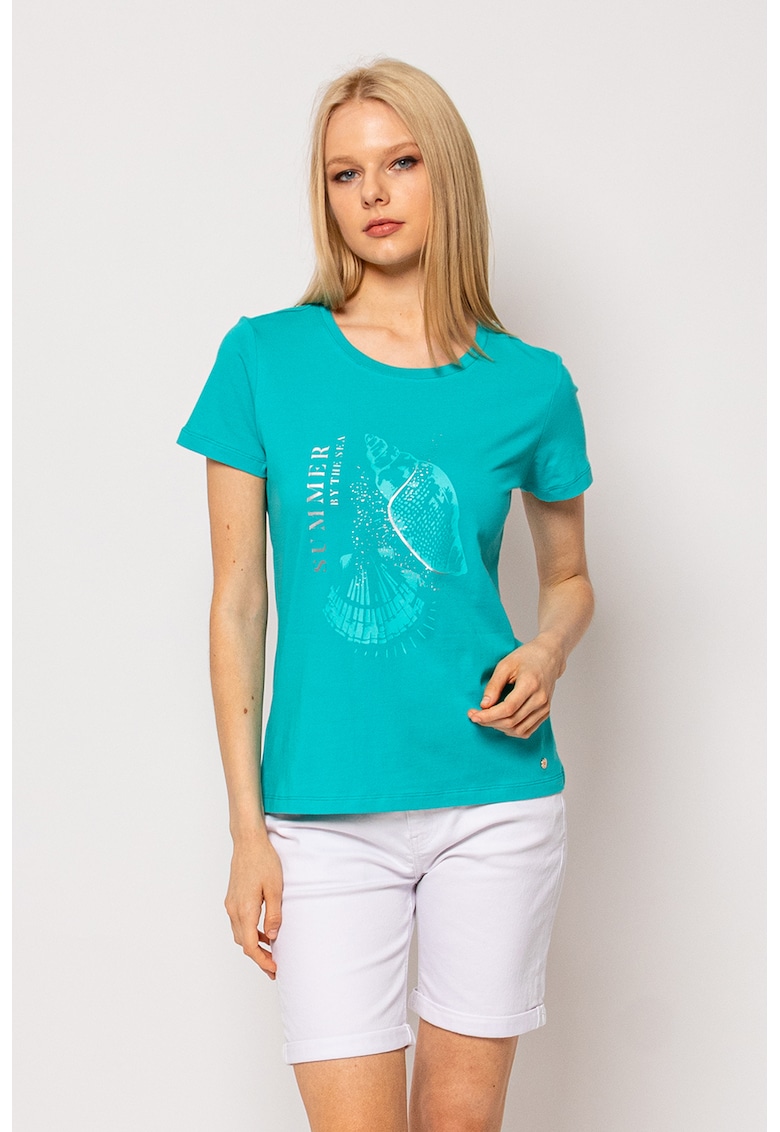 Tricou cu decolteu rotund si imprimeu grafic