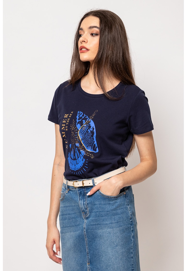 Tricou cu decolteu rotund si imprimeu grafic