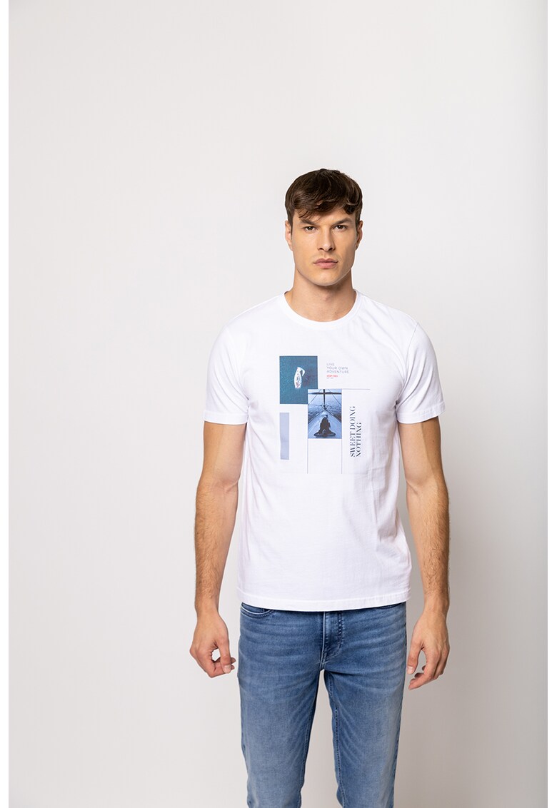 Tricou regular fit cu imprimeu - Alb/Albastru