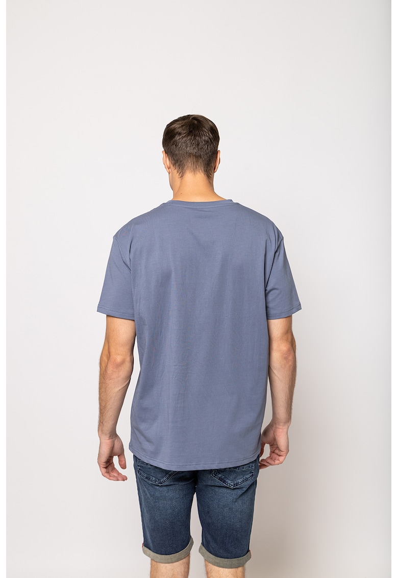 Tricou de bumbac cu decolteu la baza gatului Meren - Gri