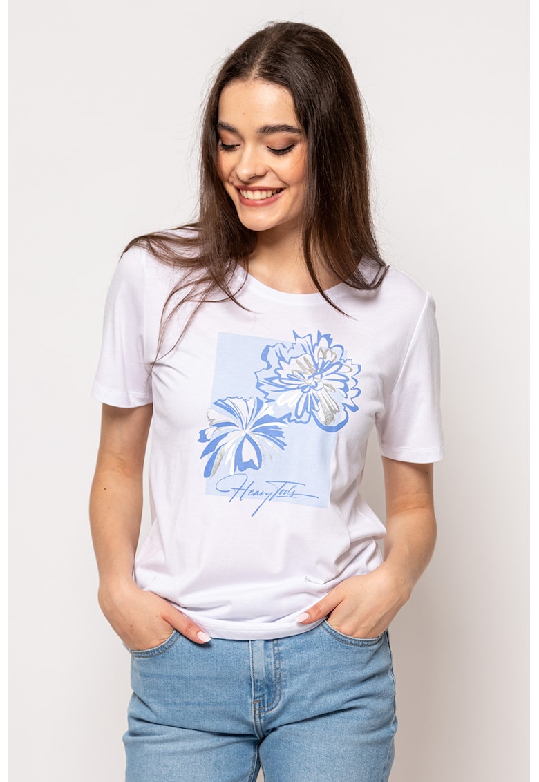 Tricou din amestec de bumbac si modal cu imprimeu floral Metsy