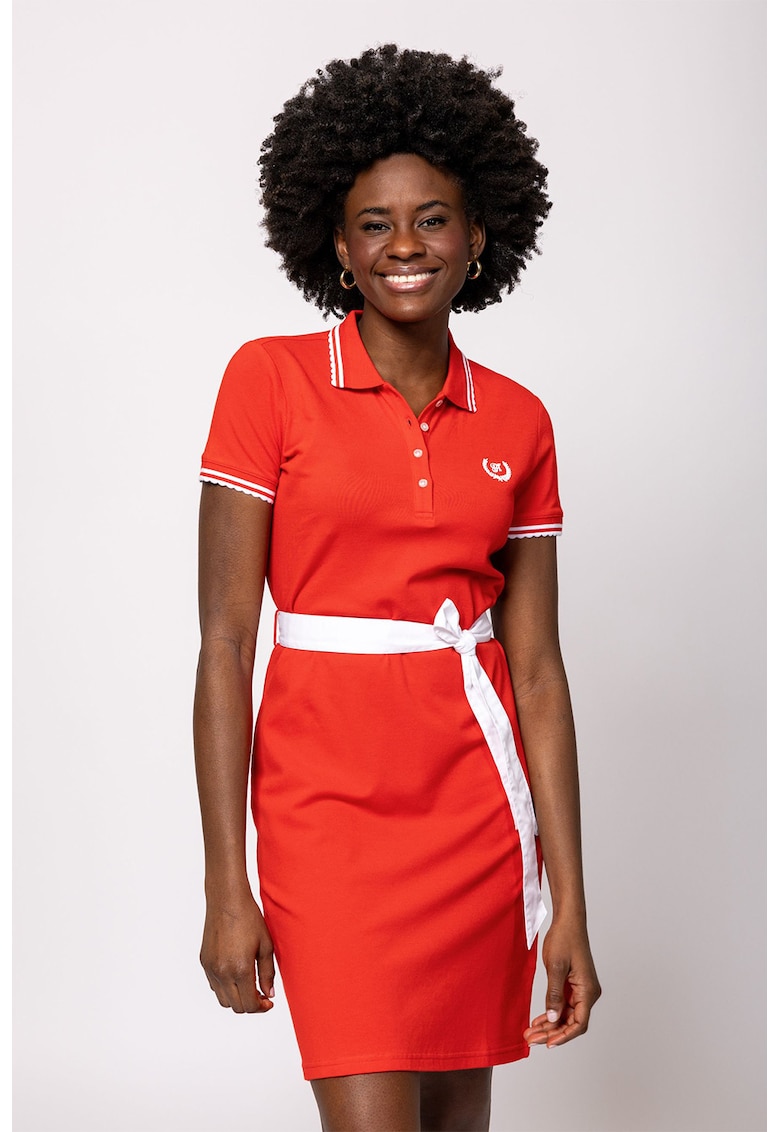 Rochie midi polo cu cordon in talie