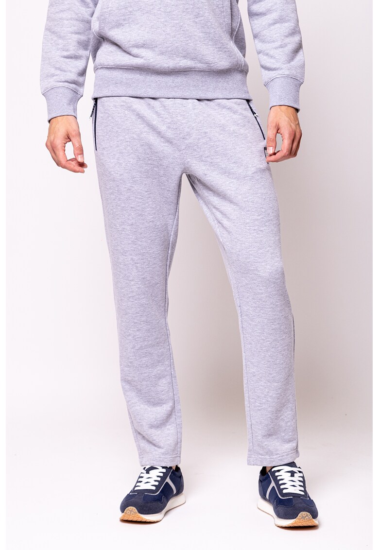 Pantaloni cu snur in talie - Gri deschis melange