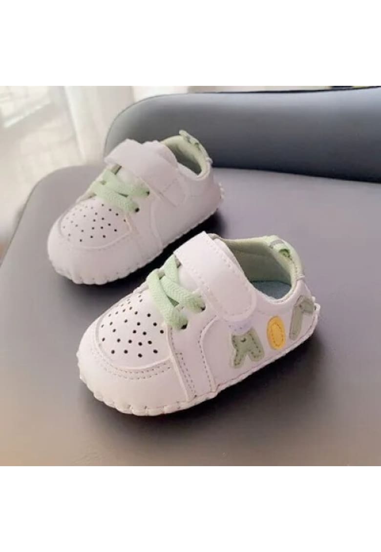 Pantofi Sport Casual - Piele ecologica - Baieti - Velcro - Alb - 3-6 luni -
