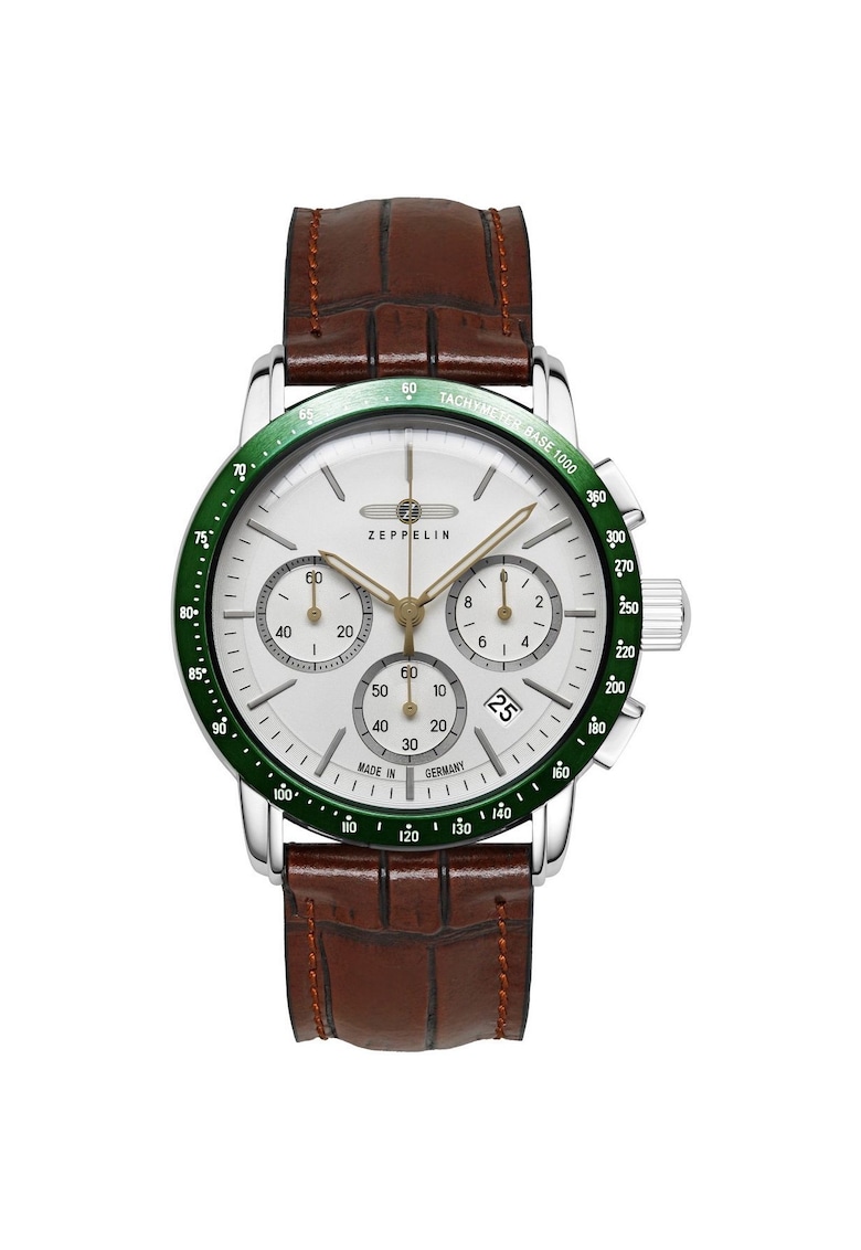 Ceas Barbatesc Quartz - 42mm - Alb - Curea Piele Maro - Rezistent la Apa 5 ATM