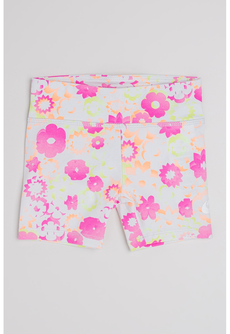 Colanti scurti cu model floral - Alb/Fucsia/Verde lime