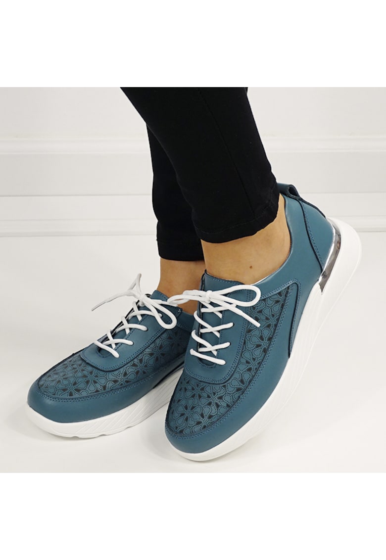 Sneakersi albastri din piele naturala 5108 M7 16448