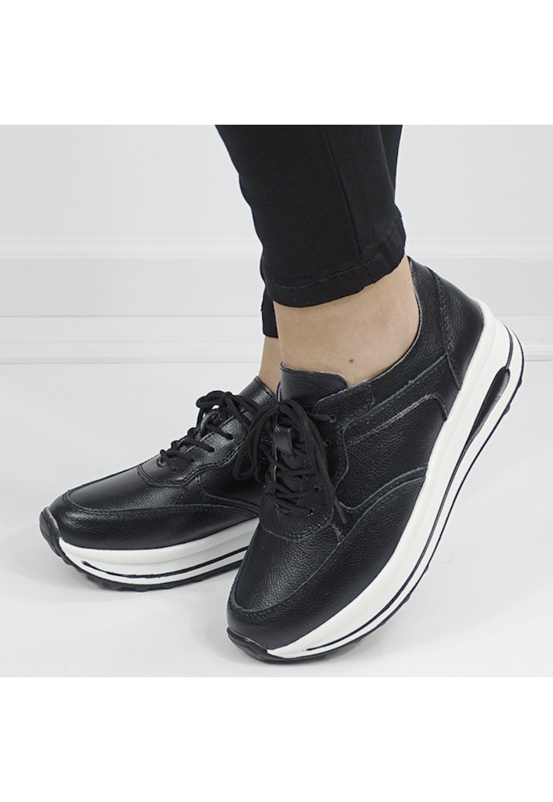 Sneakers negri din piele naturala 5091 M6 16480