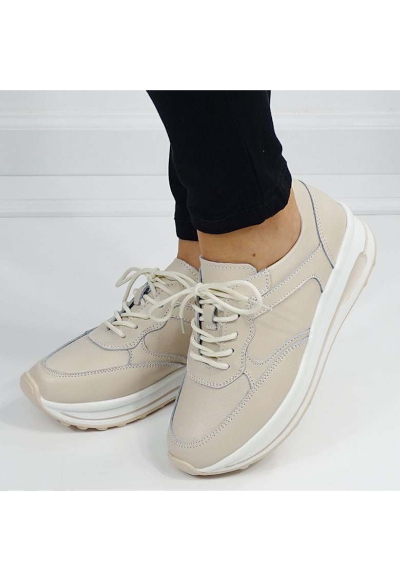 Sneakers bej din piele naturala 5091 M6 16486