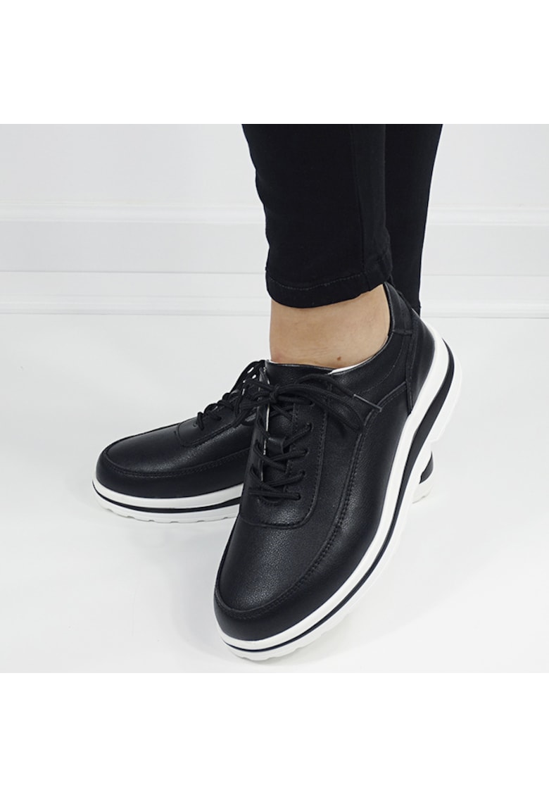 Sneakers negri din piele naturala 5090 M6 16474