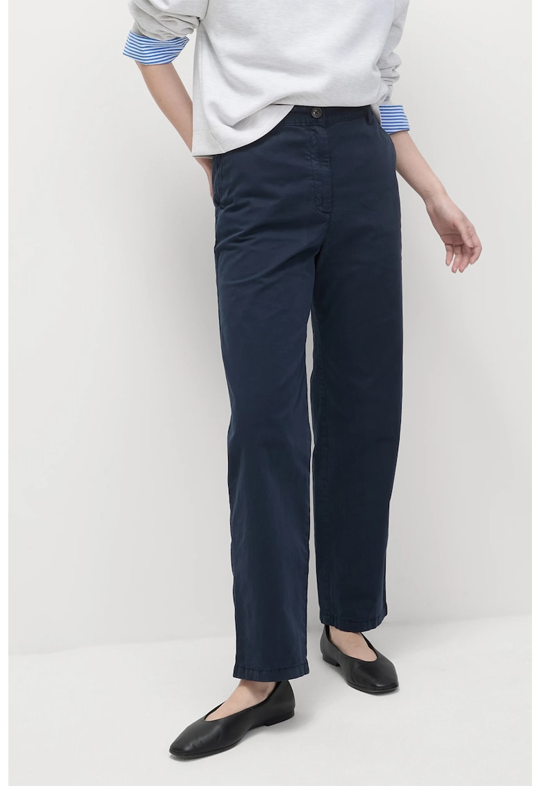 Pantaloni drepti cu buzunare laterale - Bleumarin