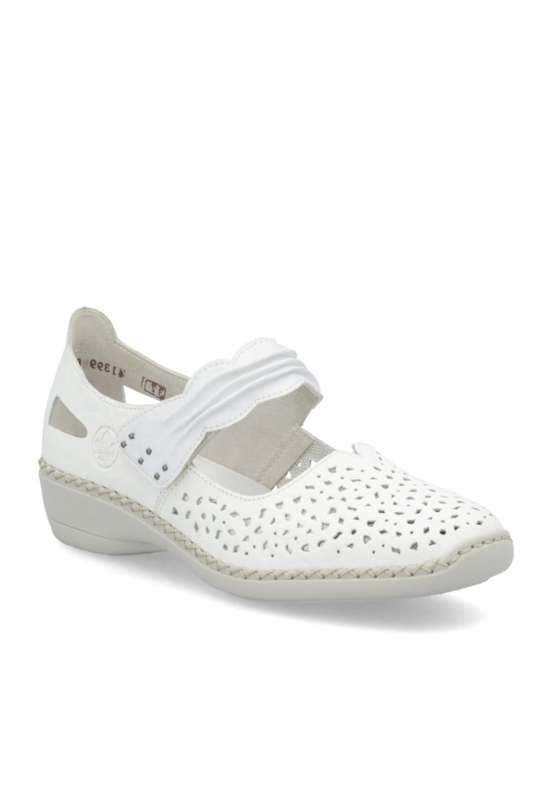 Pantofi albi cu velcro de damă Rieker 41399-80