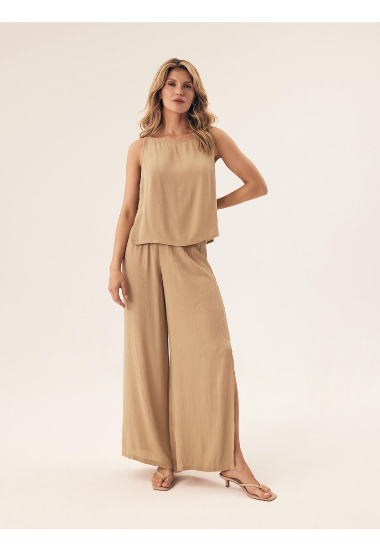 Pantaloni dama Mare bej deschis - Bej deschis melange