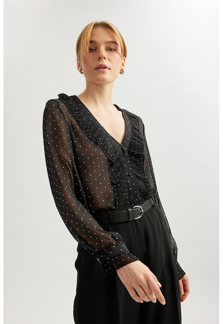 Bluza transparenta cu decolteu in V