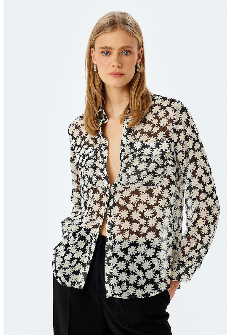 Camasa lejera transparenta cu model floral