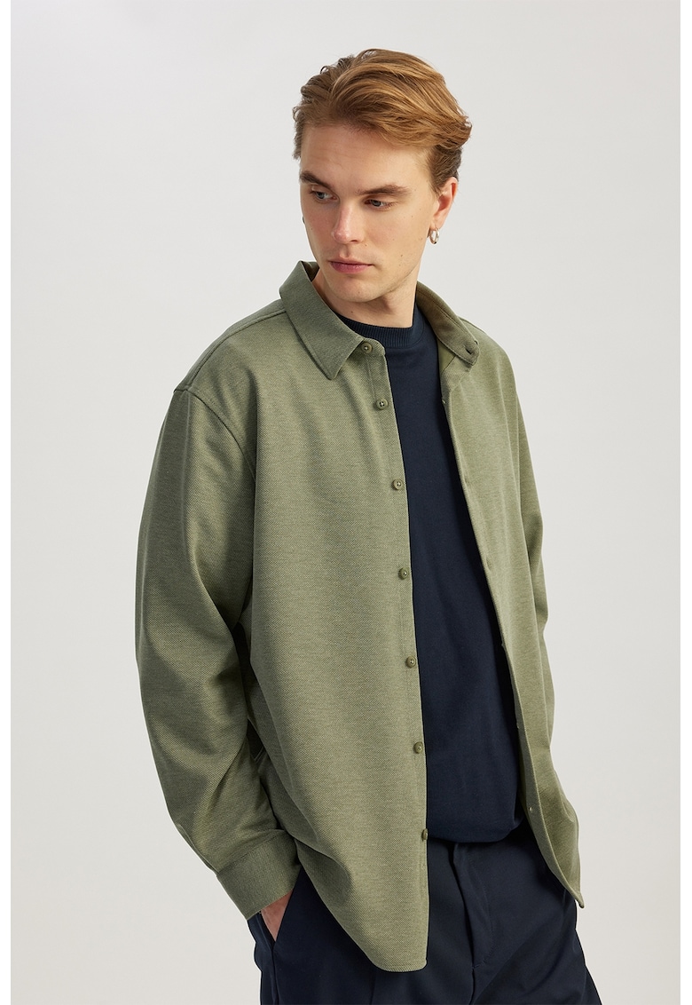 Camasa cu nasturi si maneci lungi - Verde feriga