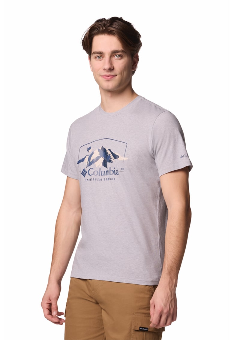 Tricou de bumbac organic cu imprimeu grafic si logo Path Lake