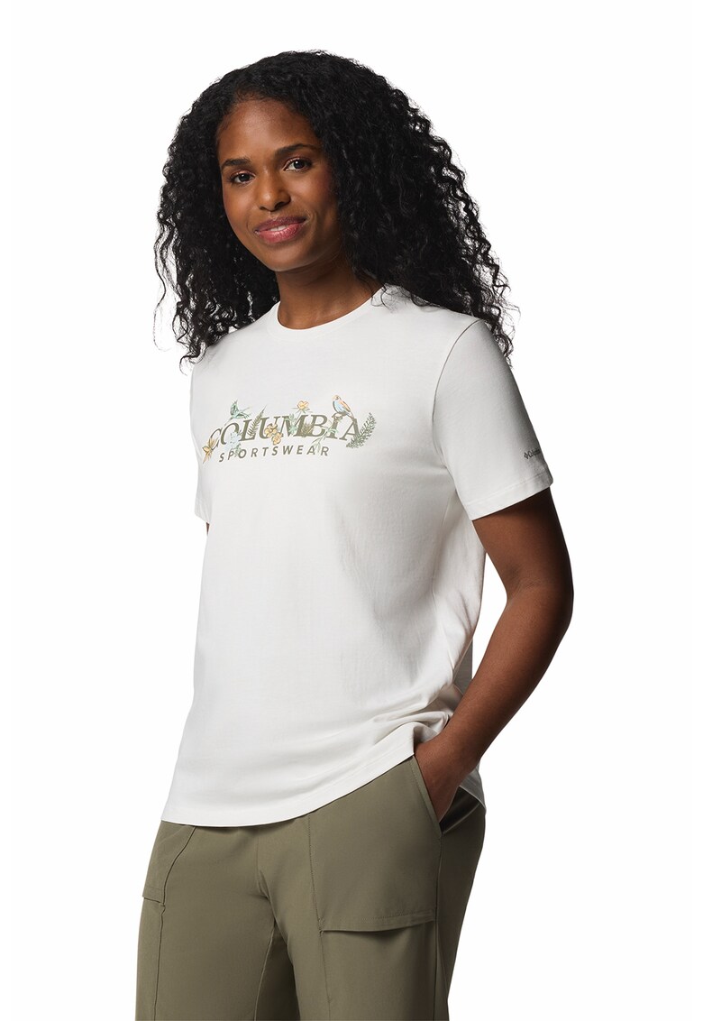 Tricou din bumbac cu imprimeu grafic Boundless - Alb/Alb fildes/Verde sparanghel
