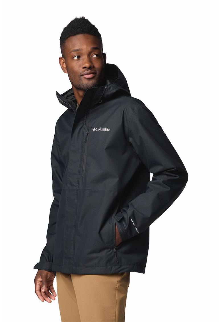 Jacheta cu model colorblock si gluga pentru drumetii Hikebound II - Negru
