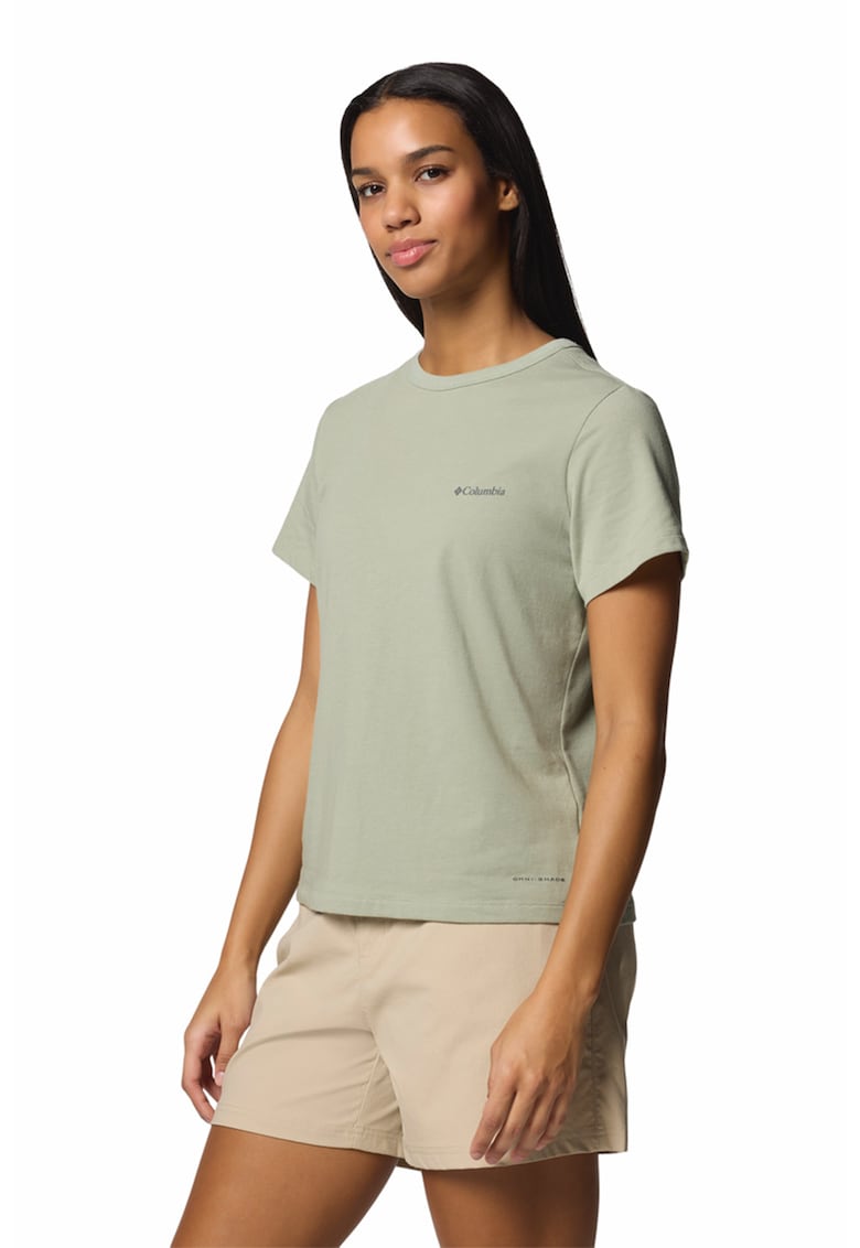 Tricou din amestec de bumbac pentru trekking Sun Trek - Verde pal