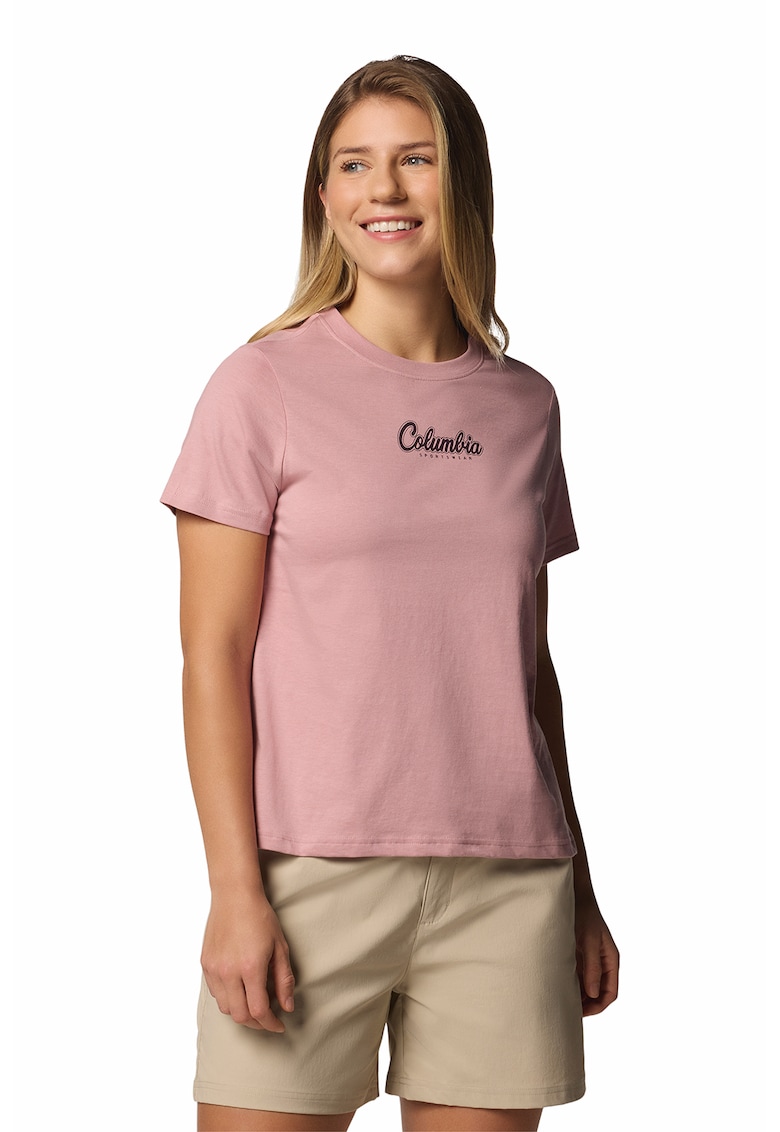 Tricou din amestec de bumbac organic Rolling - Roz prafuit/Violet pruna