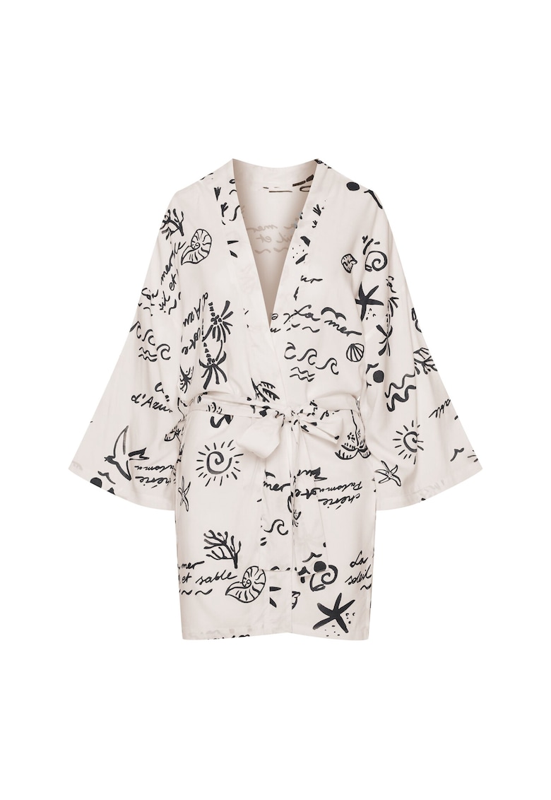 Halat de plaja dama Azzurro alb crem