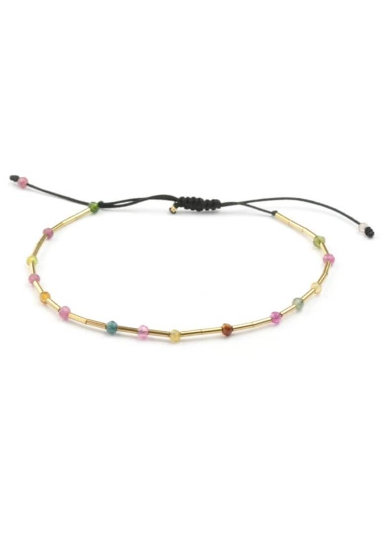 Bratara  reglabila - din aur filat de 14k/20 si turmaline multicolore fatetate