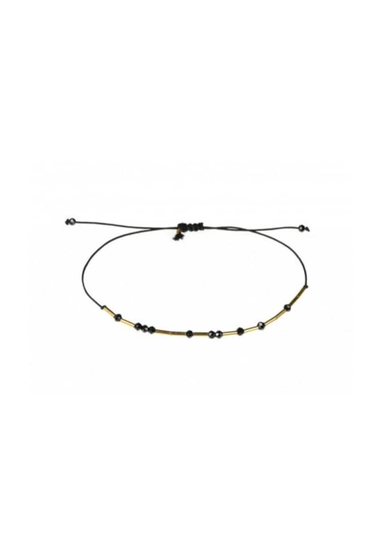 Bratara  Caviar Drops - reglabila - din aur filat de 14k/20 si spinel negru