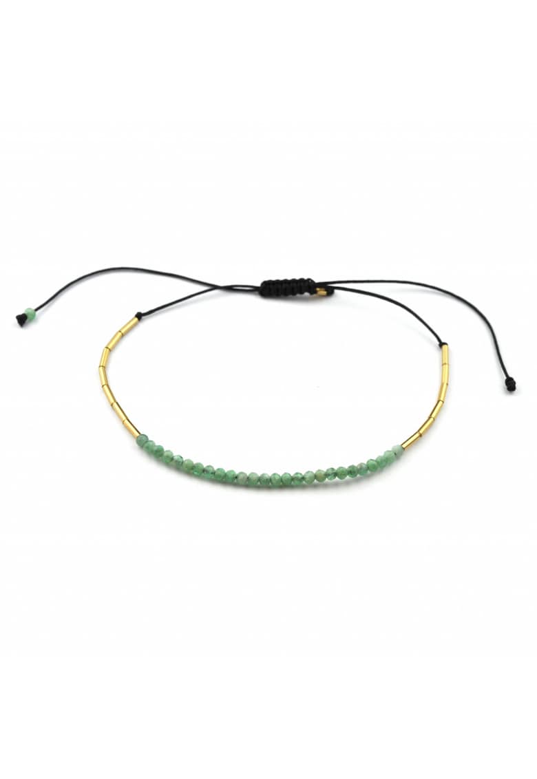 Bratara  reglabila - din aur filat de 14k/20 si smarald