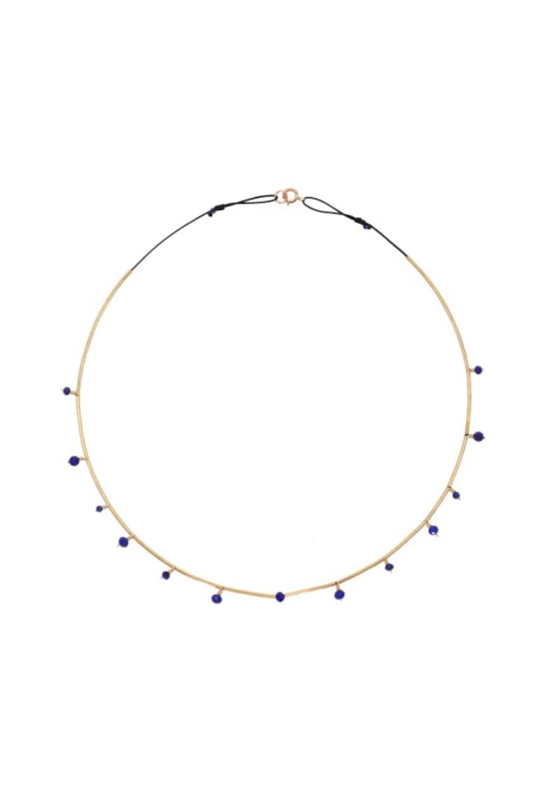 Colier  Nightfall - la baza gatului - reglabil - cu lapislazuli fatetat si elemente de aur filat de 14k/20 Colier  Nightfall - la baza gatului - reglabil - cu lapislazuli fatetat si elemente de aur filat de 14k/20