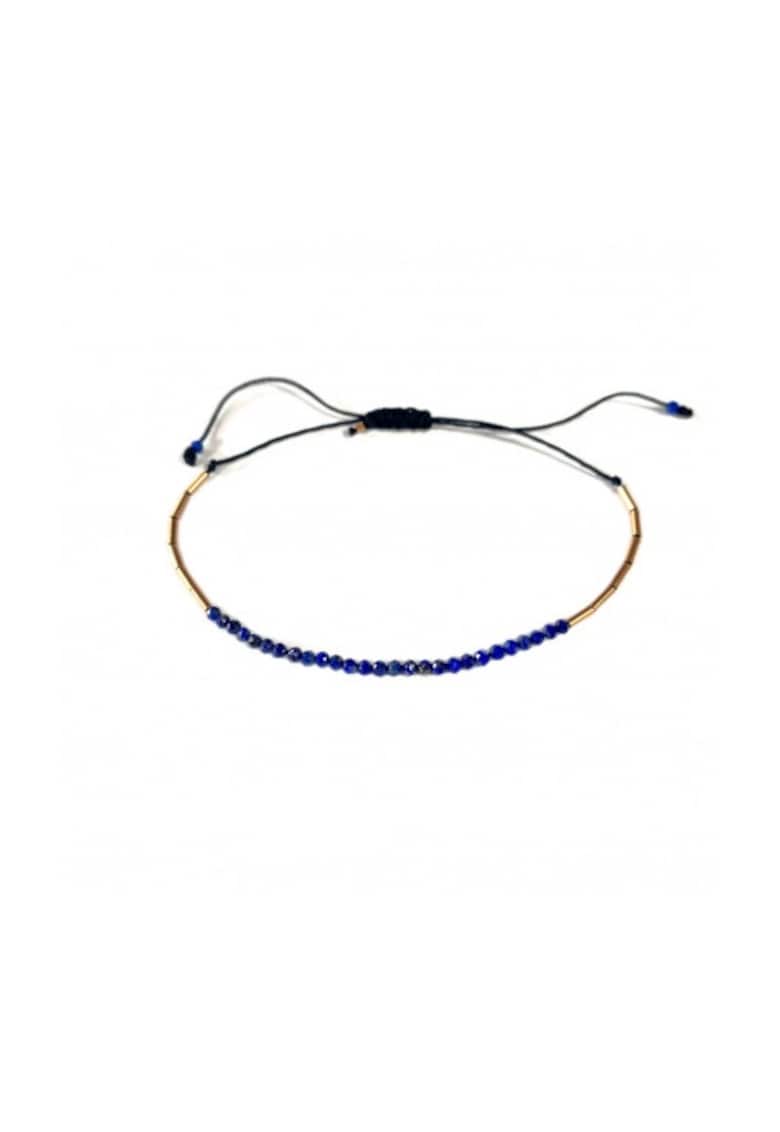 Bratara  Deep Sea Blue - reglabila - din aur filat de 14k/20 si lapislazuli