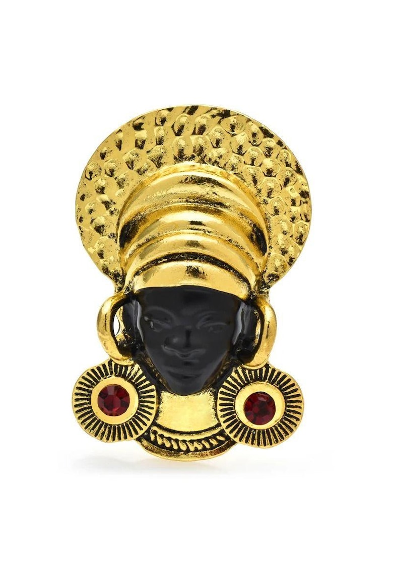 Brosa aurie - forma de silueta africana - cu pietre - Weland C1